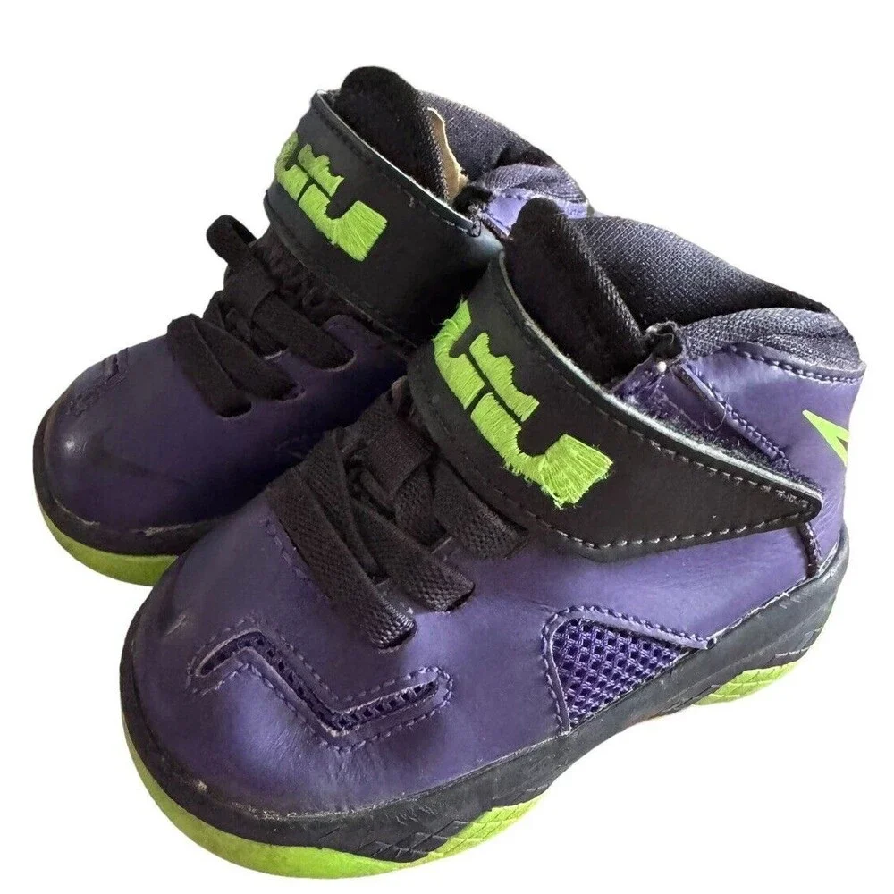 Size 4C - Nike Zoom Lebron James Soldier VII 7 Sneakers 599264-500 Purple Lime